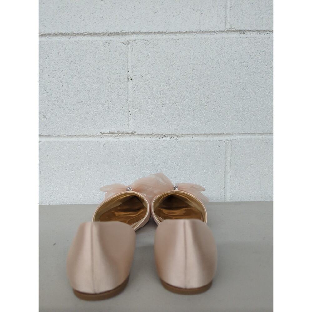 Badgley mischka fergie Sz 8 ballet pink flats pointed toe bow tulle rhinestone - Picture 4 of 7